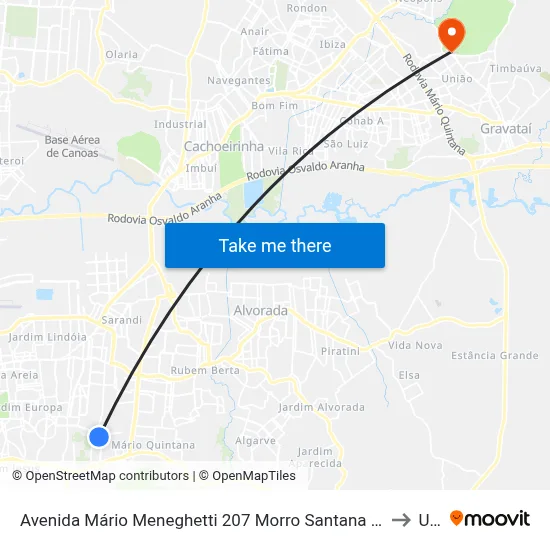 Avenida Mário Meneghetti 207 Morro Santana Porto Alegre - Rs 91260-190 Brasil to Ulbra map