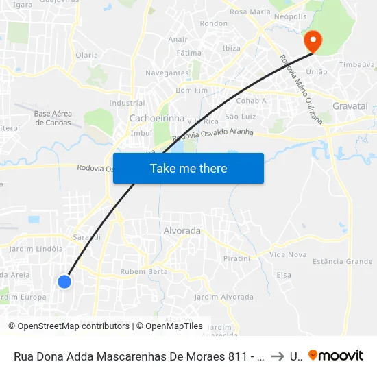 Rua Dona Adda Mascarenhas De Moraes 811 - Jardim Itu-Sabará Porto Alegre - Rs 91220-140 Brasil to Ulbra map