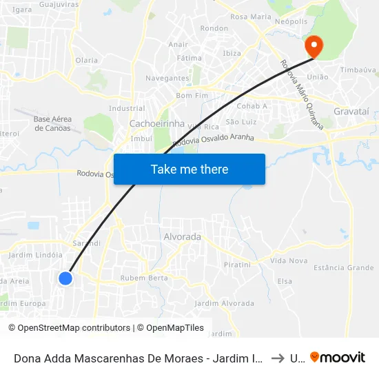 Dona Adda Mascarenhas De Moraes - Jardim Itu-Sabará Porto Alegre - Rs 91220-140 Brasil to Ulbra map