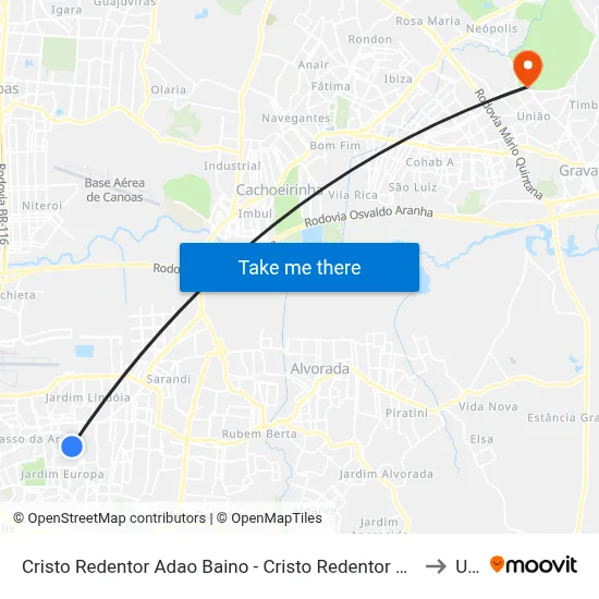 Cristo Redentor Adao Baino - Cristo Redentor Porto Alegre - Rs 91350-030 Brasil to Ulbra map