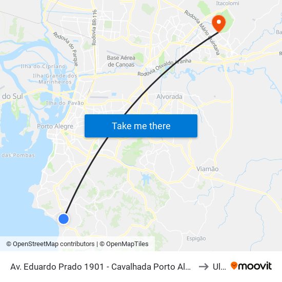 Av. Eduardo Prado 1901 - Cavalhada Porto Alegre - Rs 91751-000 Brasil to Ulbra map