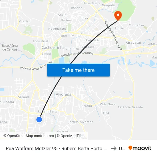 Rua Wolfram Metzler 95 - Rubem Berta Porto Alegre - Rs 91250-320 Brasil to Ulbra map