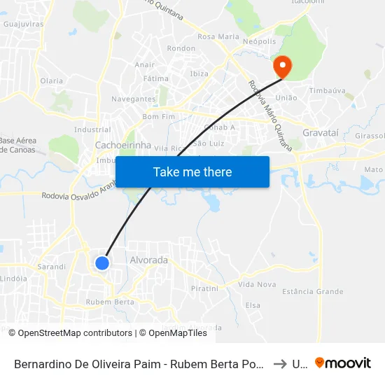 Bernardino De Oliveira Paim - Rubem Berta Porto Alegre - Rs 91160-335 Brasil to Ulbra map