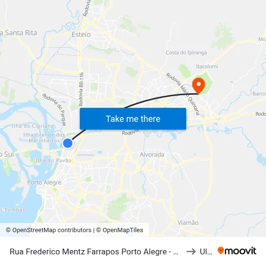 Rua Frederico Mentz Farrapos Porto Alegre - Rs 90250-370 Brasil to Ulbra map