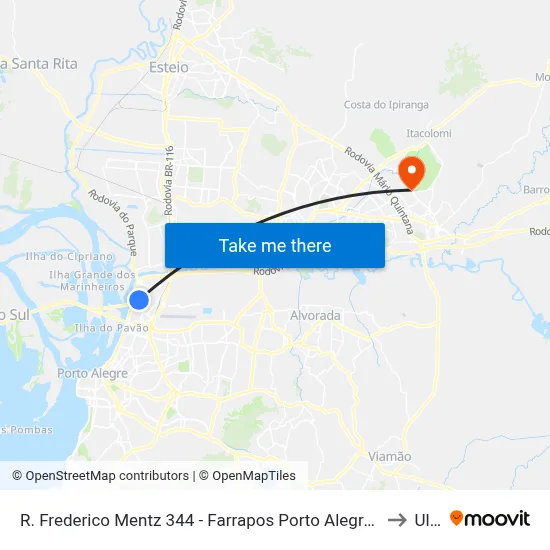 R. Frederico Mentz 344 - Farrapos Porto Alegre - Rs 90250-370 Brasil to Ulbra map