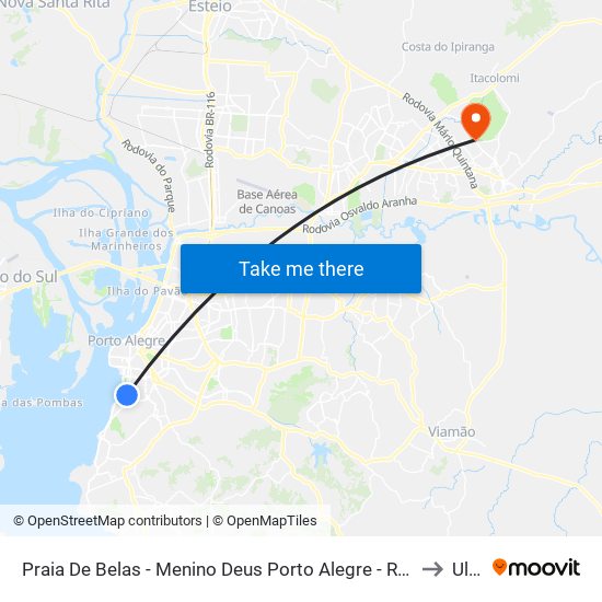 Praia De Belas - Menino Deus Porto Alegre - Rs 90870-020 Brasil to Ulbra map