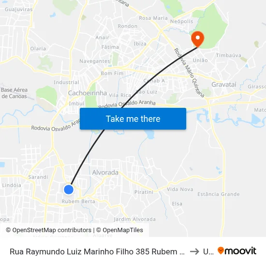 Rua Raymundo Luiz Marinho Filho 385 Rubem Berta Porto Alegre - Rs 91180-205 Brasil to Ulbra map