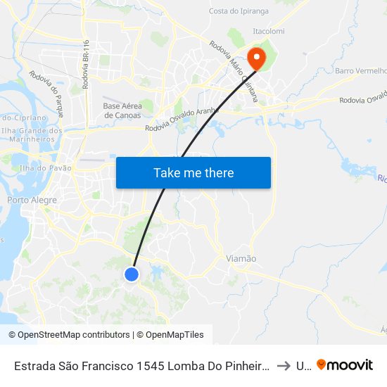 Estrada São Francisco 1545 Lomba Do Pinheiro Porto Alegre - Rio Grande Do Sul 91550 Brasil to Ulbra map