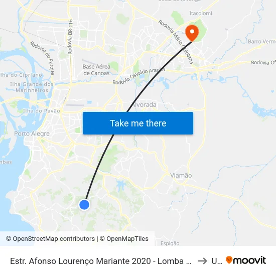 Estr. Afonso Lourenço Mariante 2020 - Lomba Do Pinheiro Porto Alegre - Rs 91550-671 Brasil to Ulbra map