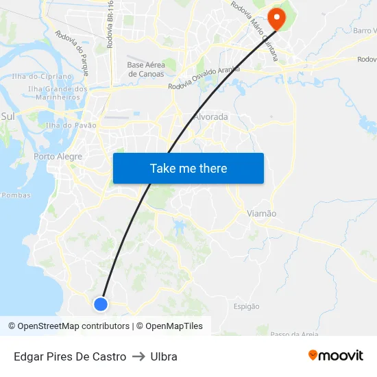 Edgar Pires De Castro to Ulbra map