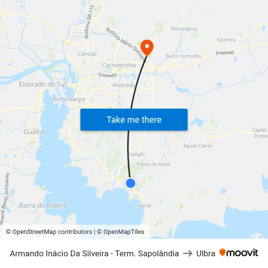 Armando Inácio Da Silveira - Term. Sapolândia to Ulbra map