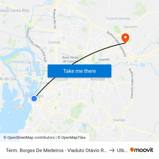 Term. Borges De Medeiros - Viaduto Otávio Rocha to Ulbra map