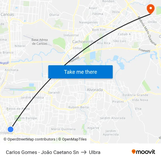 Carlos Gomes - João Caetano Sn to Ulbra map