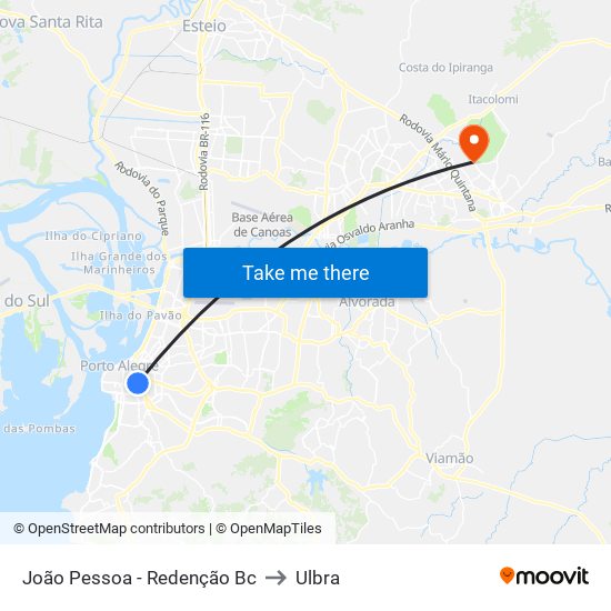 João Pessoa - Redenção Bc to Ulbra map
