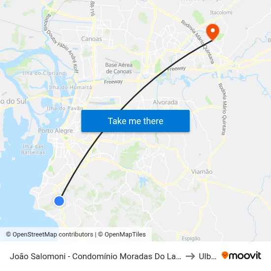 João Salomoni - Condomínio Moradas Do Lago to Ulbra map