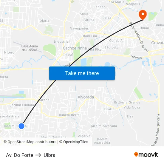 Av. Do Forte to Ulbra map