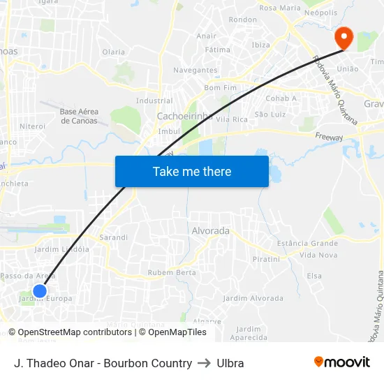 J. Thadeo Onar - Bourbon Country to Ulbra map