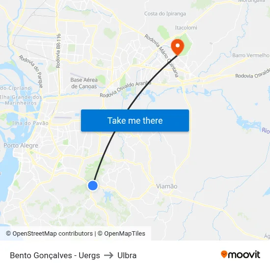 Bento Gonçalves - Uergs to Ulbra map