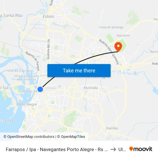 Farrapos / Ipa - Navegantes Porto Alegre - Rs 90240-001 Brasil to Ulbra map