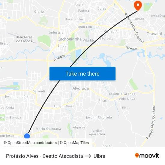 Protásio Alves - Cestto Atacadista to Ulbra map