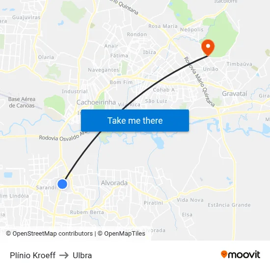 Plínio Kroeff to Ulbra map