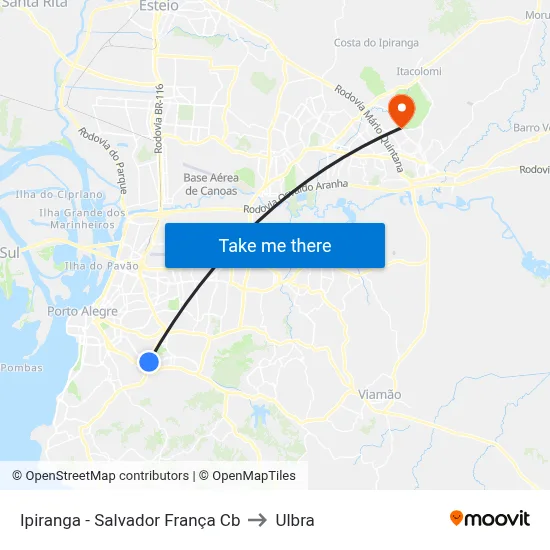 Ipiranga - Salvador França Cb to Ulbra map