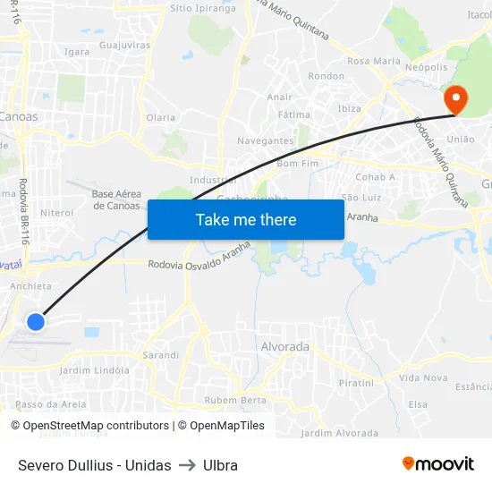 Severo Dullius - Unidas to Ulbra map