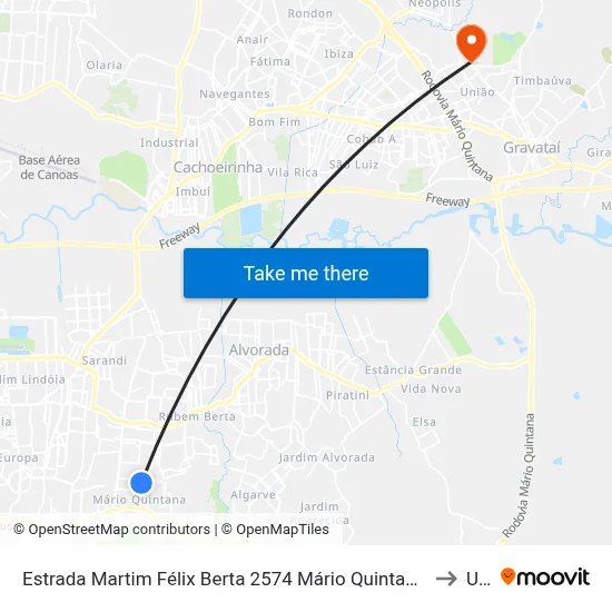 Estrada Martim Félix Berta 2574 Mário Quintana Porto Alegre - Rs 91260-650 Brasil to Ulbra map