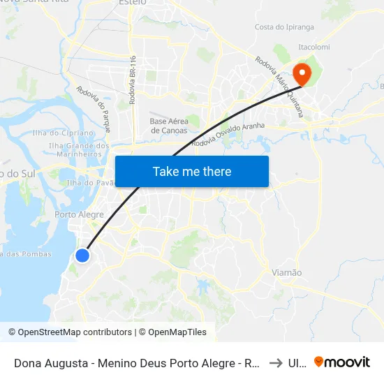 Dona Augusta - Menino Deus Porto Alegre - Rs 90850-130 Brasil to Ulbra map