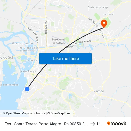 Tvs - Santa Tereza Porto Alegre - Rs 90850-250 Brasil to Ulbra map