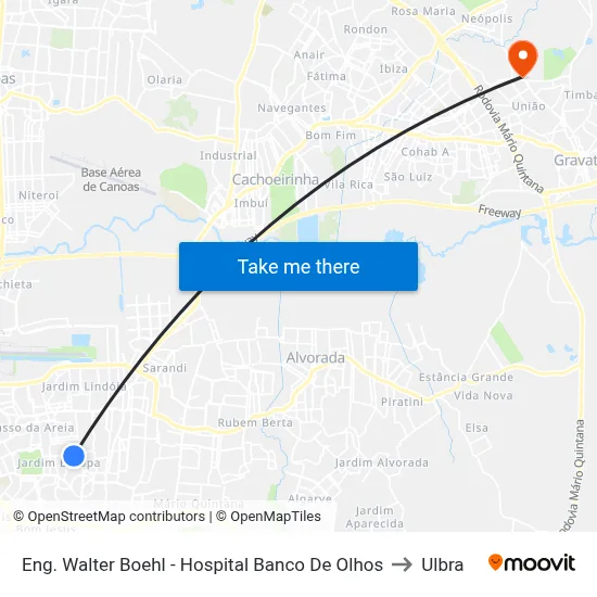 Eng. Walter Boehl - Hospital Banco De Olhos to Ulbra map