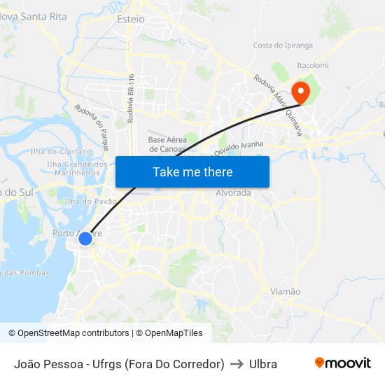 João Pessoa - Ufrgs (Fora Do Corredor) to Ulbra map