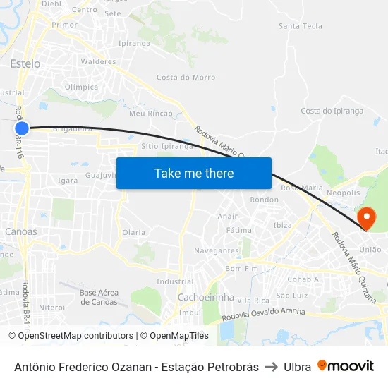 Antônio Frederico Ozanan - Estação Petrobrás to Ulbra map