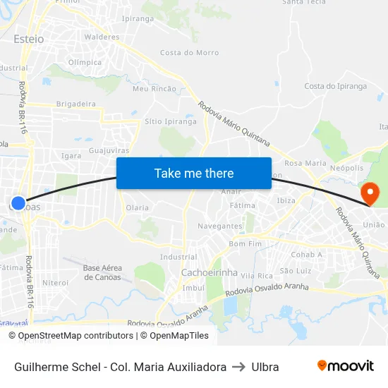 Guilherme Schel - Col. Maria Auxiliadora to Ulbra map