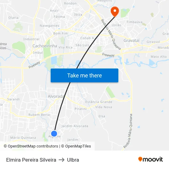 Elmira Pereira Silveira to Ulbra map