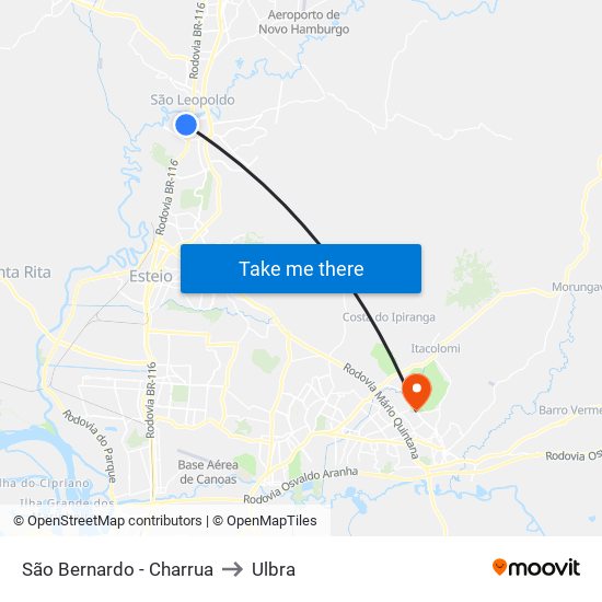São Bernardo - Charrua to Ulbra map