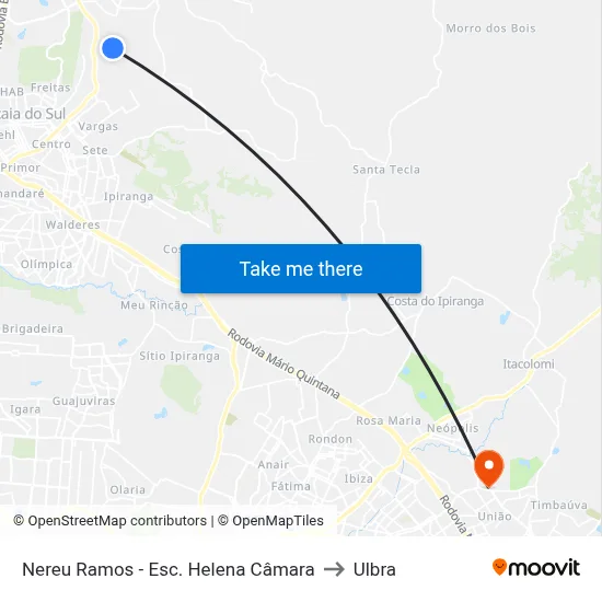 Nereu Ramos - Esc. Helena Câmara to Ulbra map