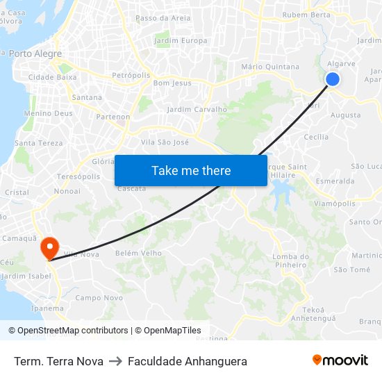 Term. Terra Nova to Faculdade Anhanguera map