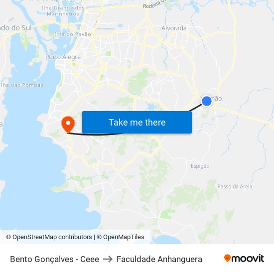 Bento Gonçalves - Ceee to Faculdade Anhanguera map