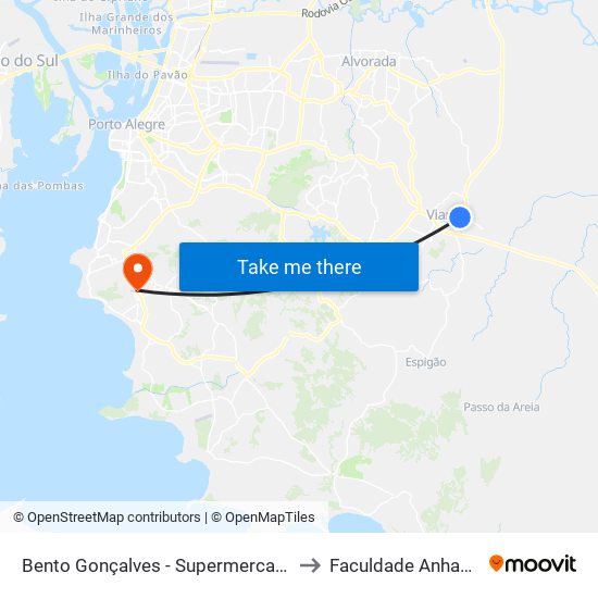 Bento Gonçalves - Supermercado Lisboa to Faculdade Anhanguera map