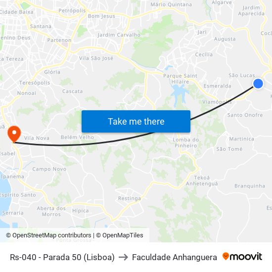 Rs-040 - Parada 50 (Lisboa) to Faculdade Anhanguera map