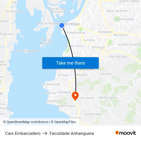 Cais Embarcadero to Faculdade Anhanguera map