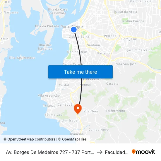 Av. Borges De Medeiros 727 - 737 Porto Alegre Rio Grande Do Sul. 90020-021 Brasil to Faculdade Anhanguera map