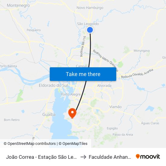 João Correa - Estação São Leopoldo to Faculdade Anhanguera map