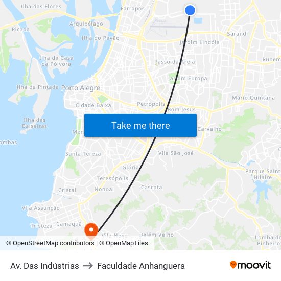 Av. Das Indústrias to Faculdade Anhanguera map