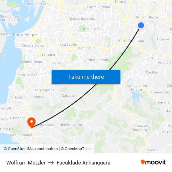 Wolfram Metzler to Faculdade Anhanguera map