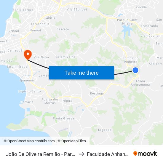 João De Oliveira Remião - Parada 19 to Faculdade Anhanguera map