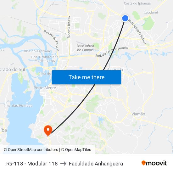 Rs-118 - Modular 118 to Faculdade Anhanguera map