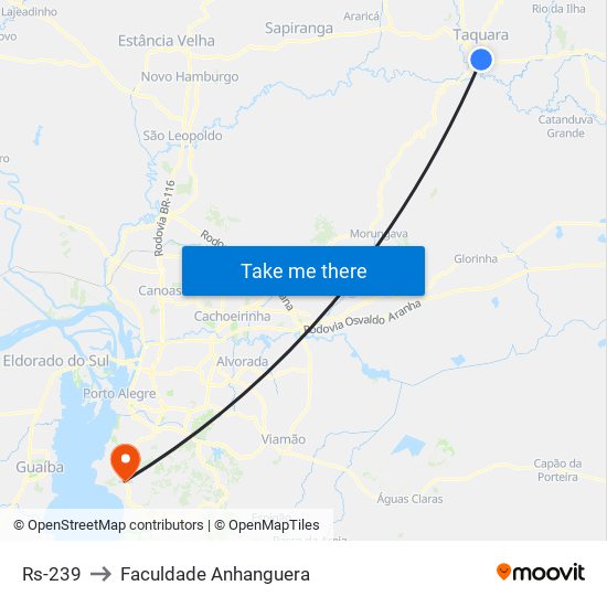 Rs-239 to Faculdade Anhanguera map