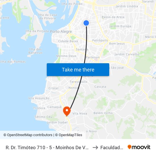 R. Dr. Timóteo 710 - 5 - Moinhos De Vento Porto Alegre - Rs 90570-040 Brasil to Faculdade Anhanguera map